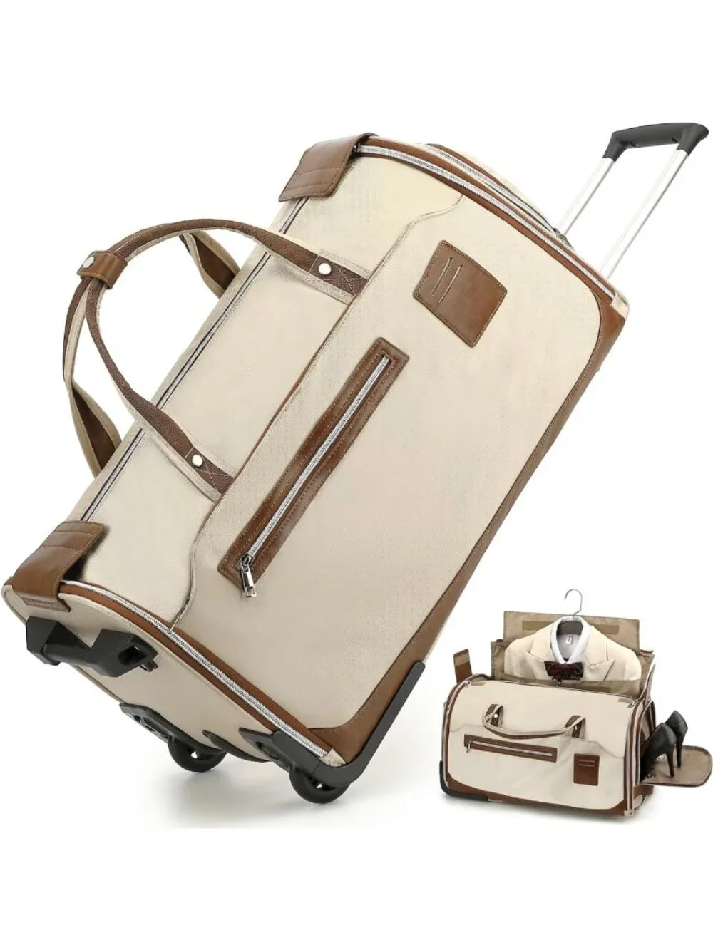 Travel Rolling Garment Bag with Wheels, 55L Duffle Suit Bag for Men & Women